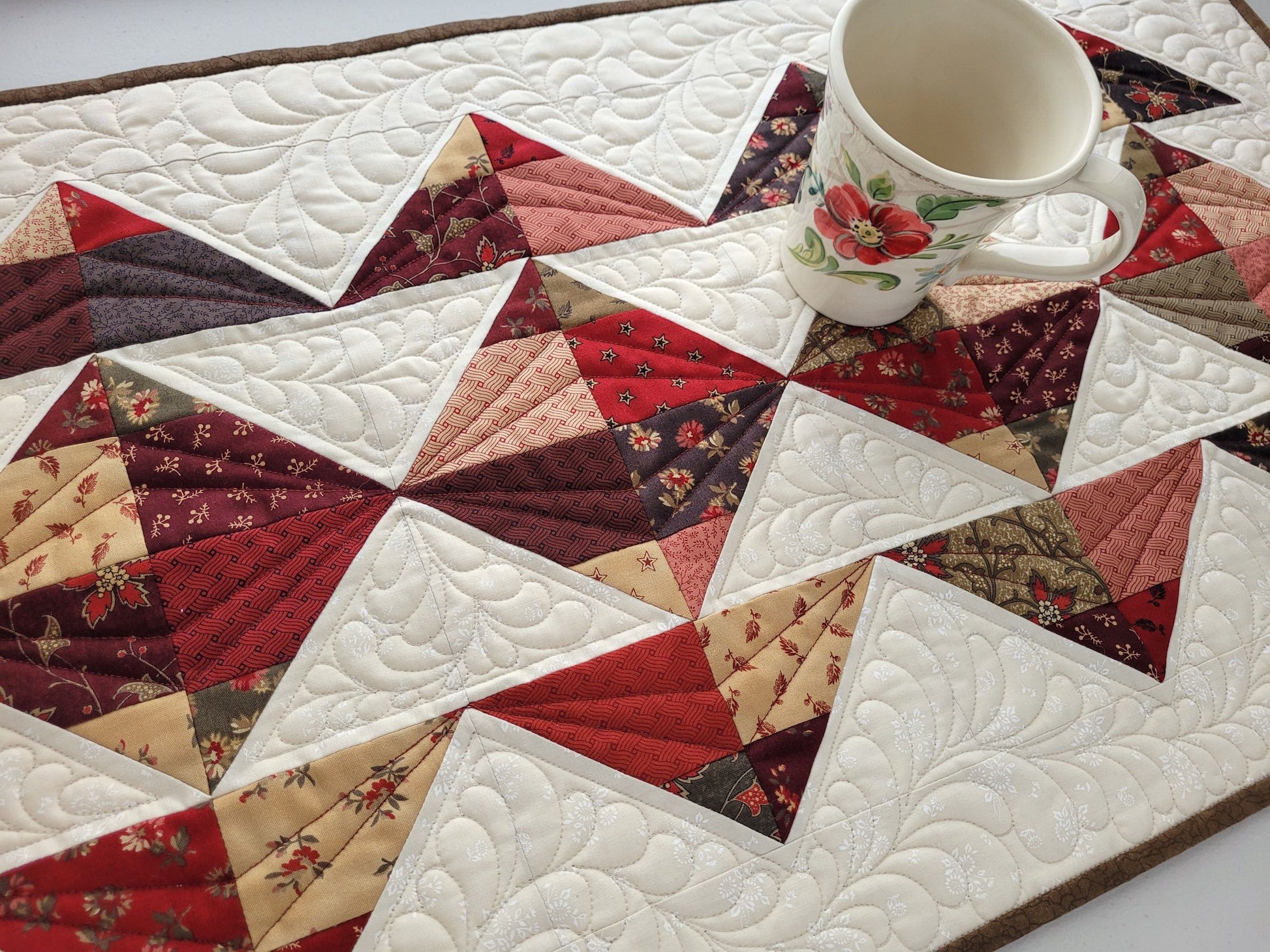 Patchwork Mini Scrap Quilt, Small Table Topper, Rustic Country Home Decor