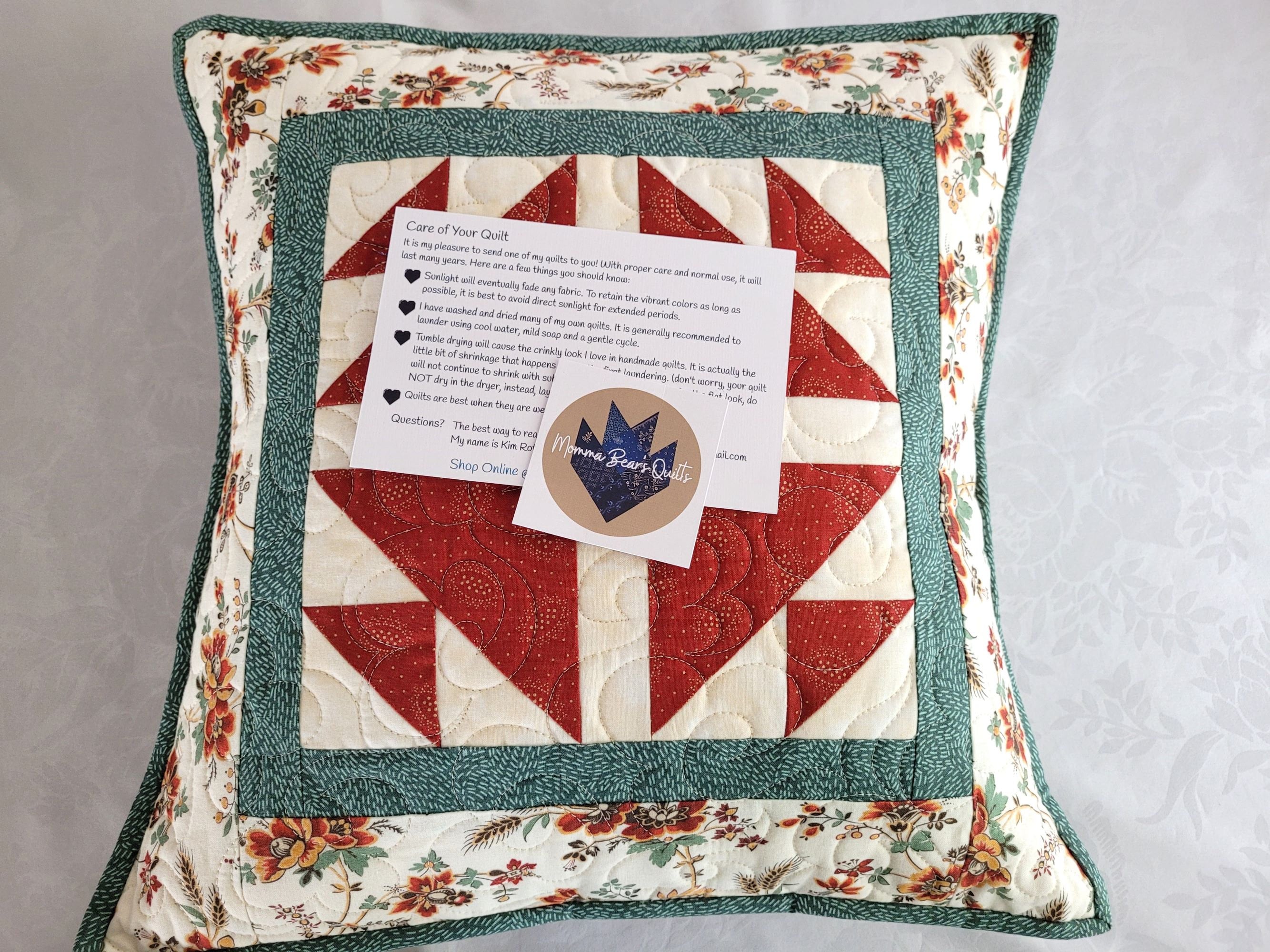 quilted pillow with care instructions