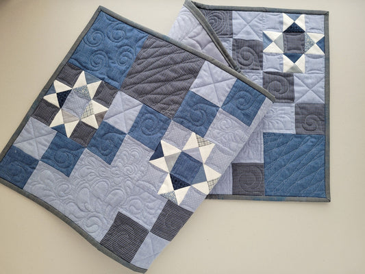 Quilted Table Runner with Scrappy Stars and Upcycled Fabrics