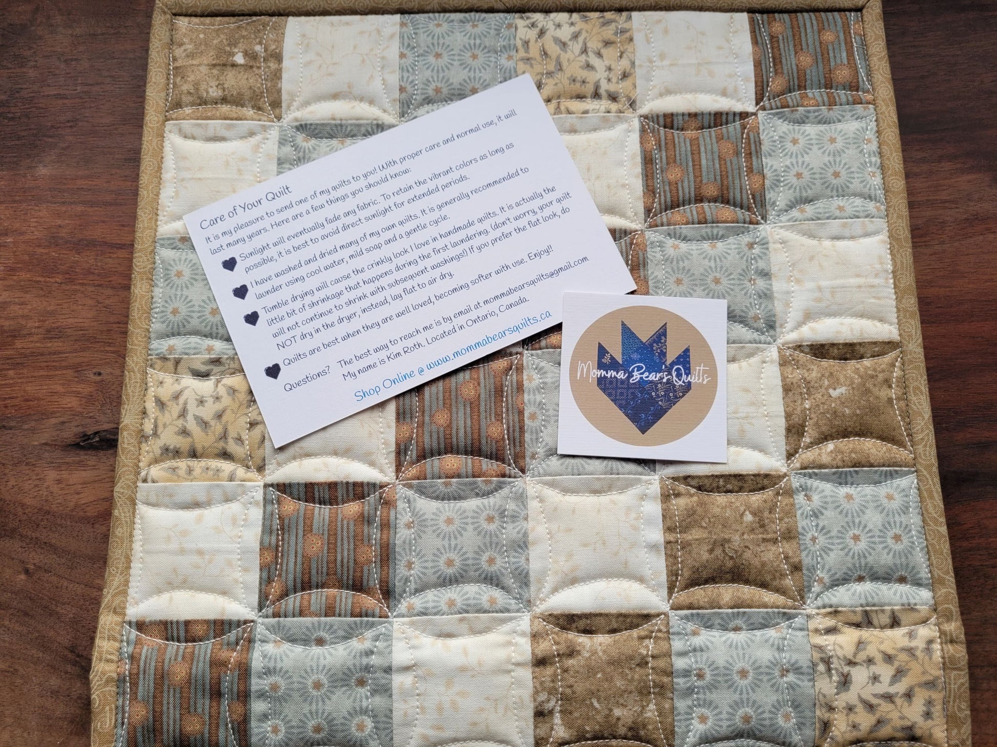 patchwork quilt with care instructions.