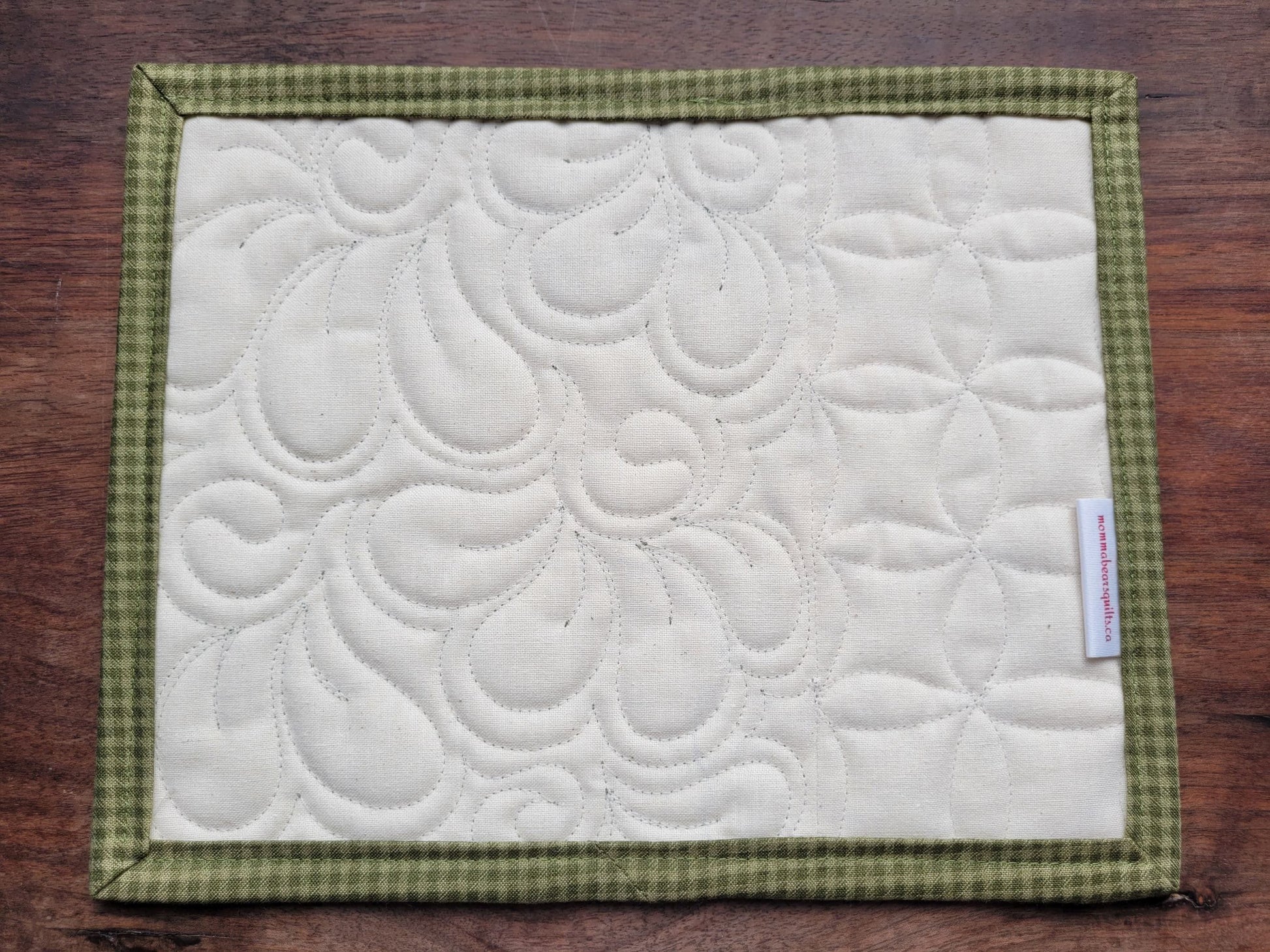 back of mini quilt