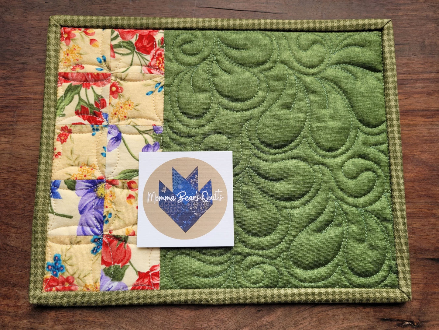 quilted mug rug with packaging