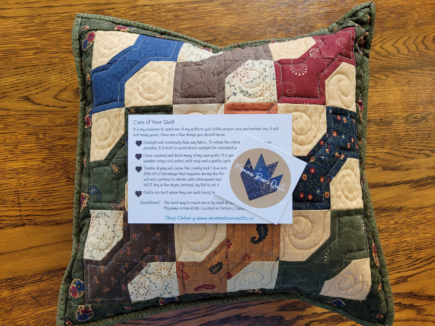 quilted throw pillow with care instructions