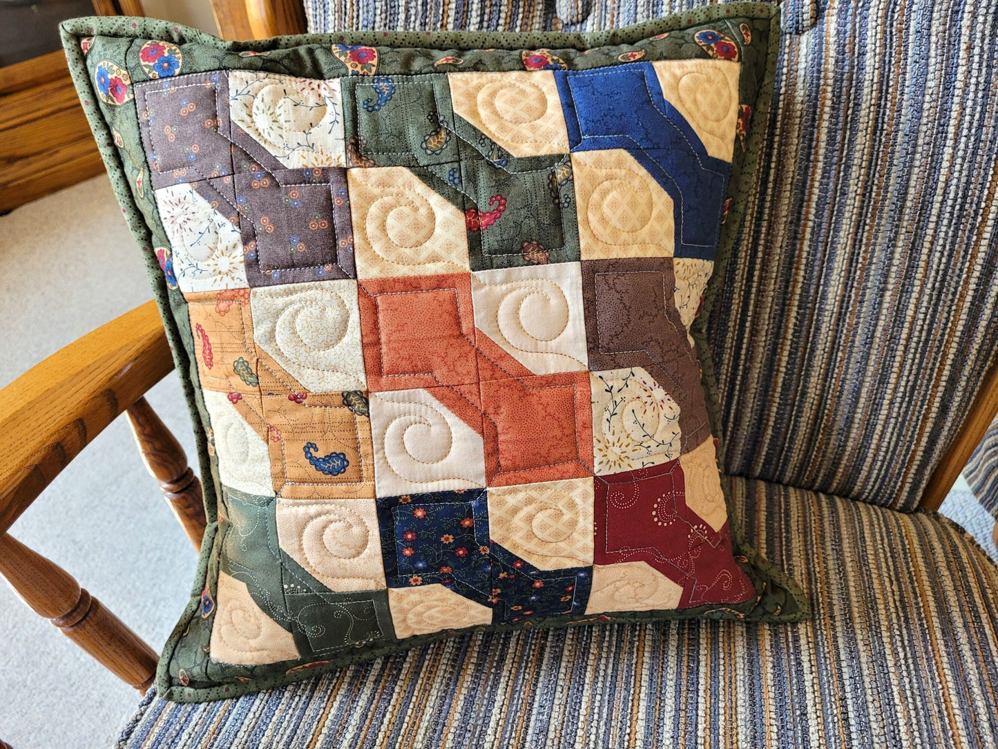 Patchwork Bowtie Quilted Pillow, 14 inch Square