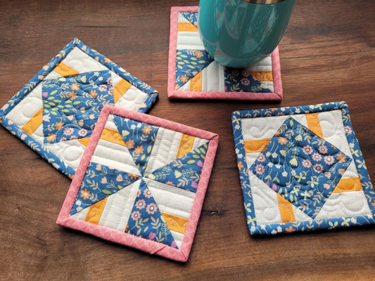 quilted fabric coaster set