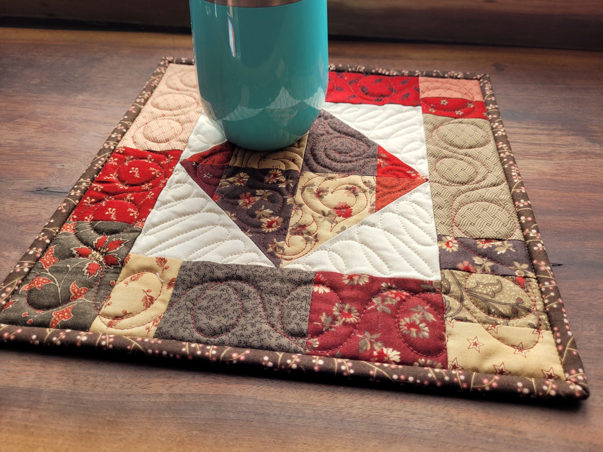 Patchwork Mini Scrap Quilt, Small Table Topper, Rustic Country Home Decor