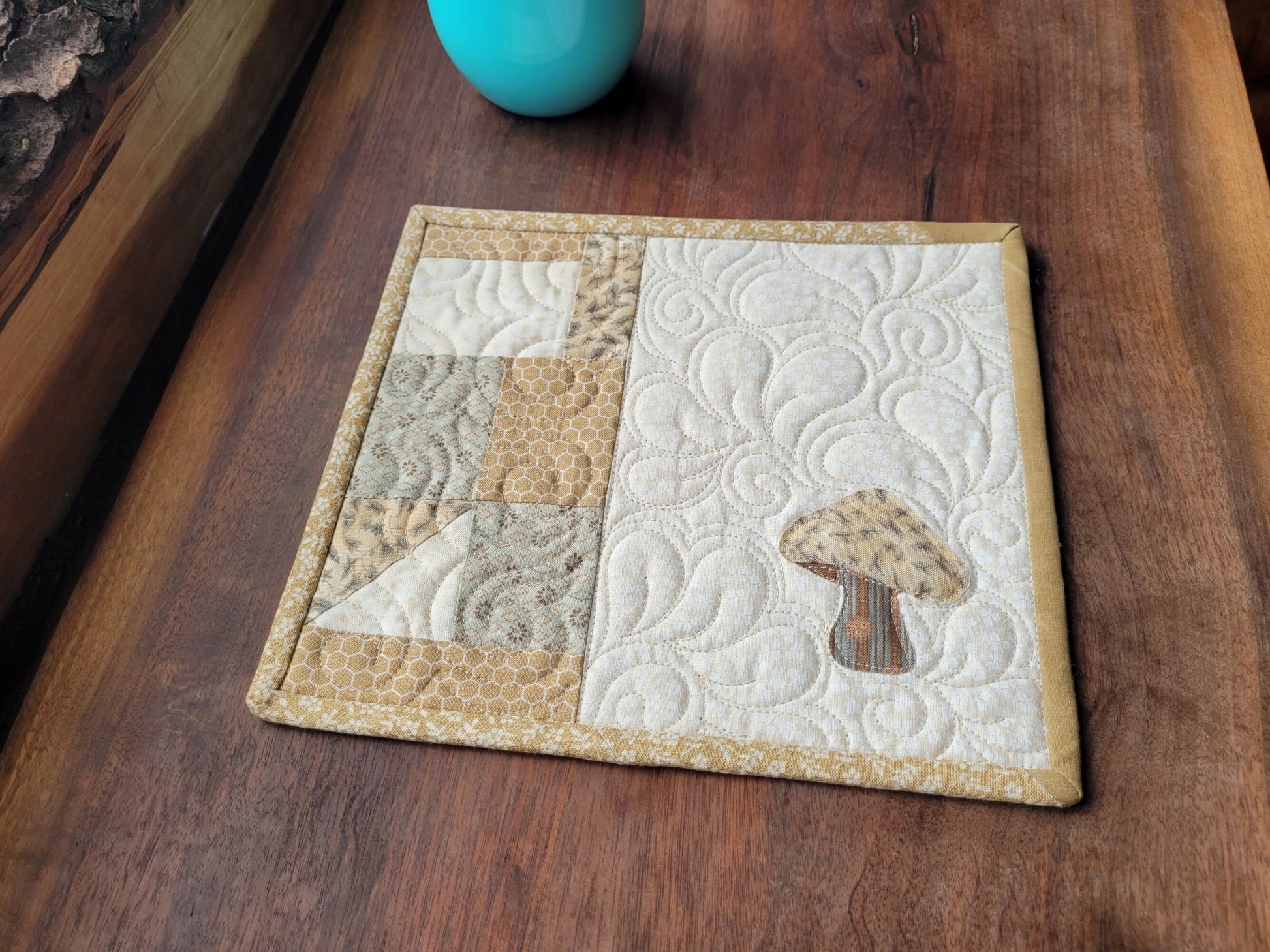 mushroom scrap quilt