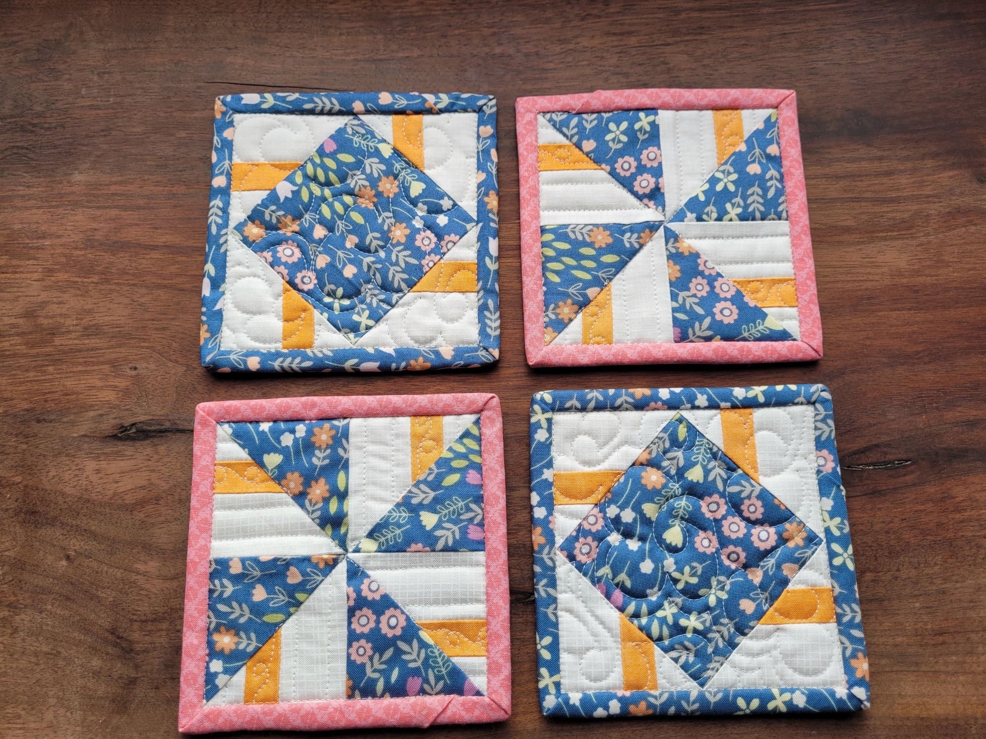 patchwork coasters for summer