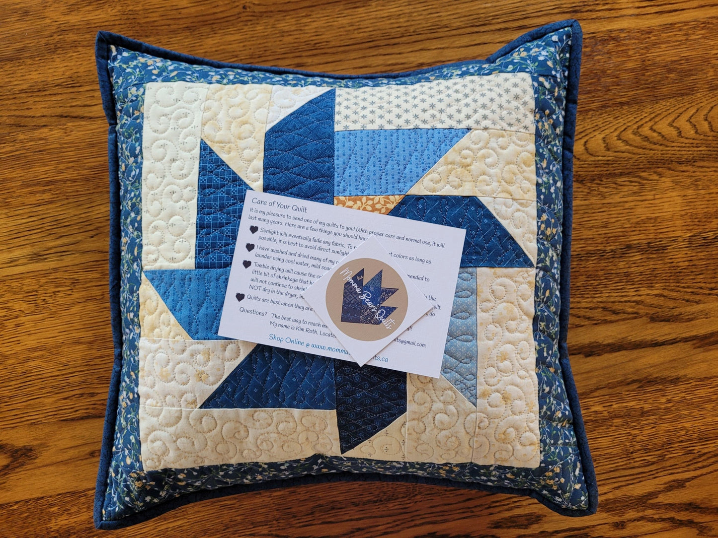 quilted pillow with care instructions