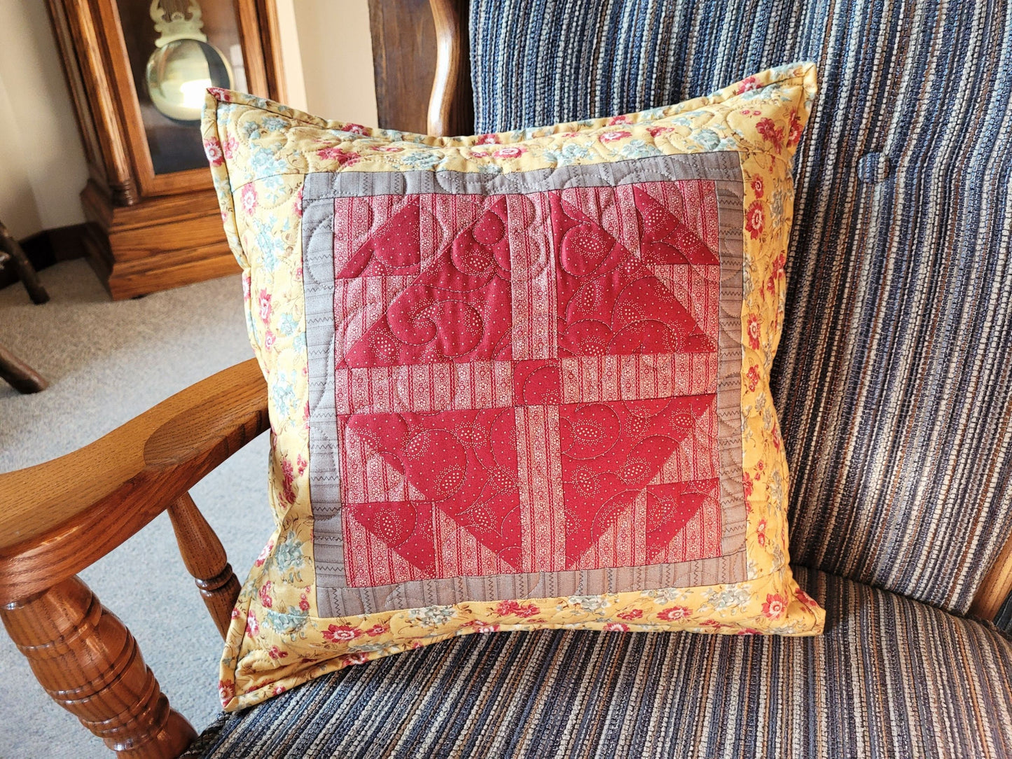 Yellow Floral Decorative Quilted Throw Pillow