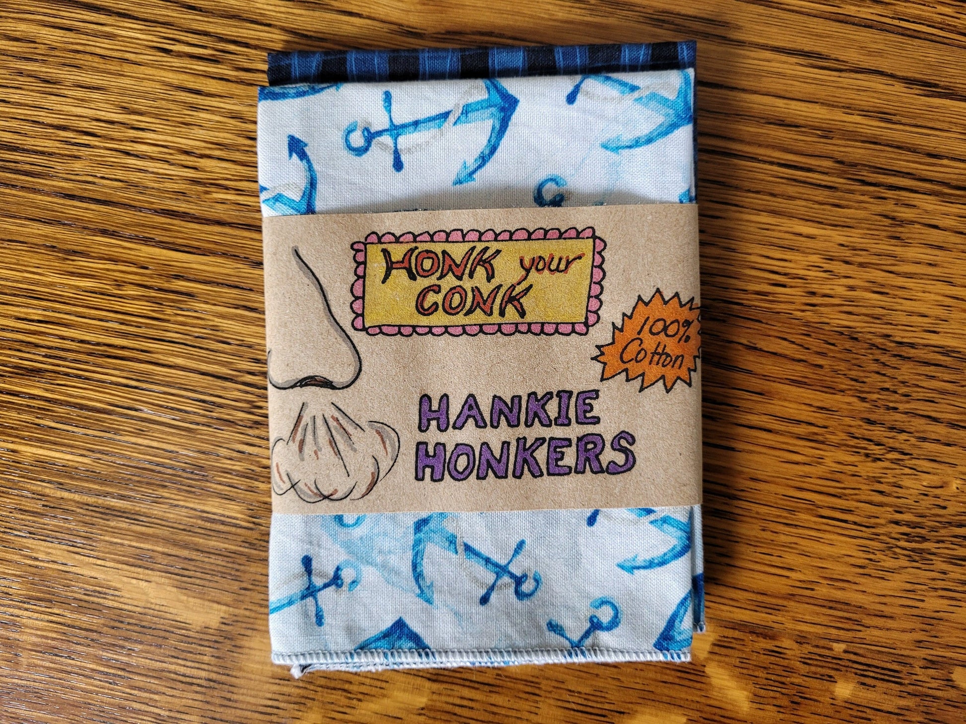 Cotton Pocket Hankie, Reusable Tissue, Fun Dad Gift, Honk Your Conk Hankie Honkers