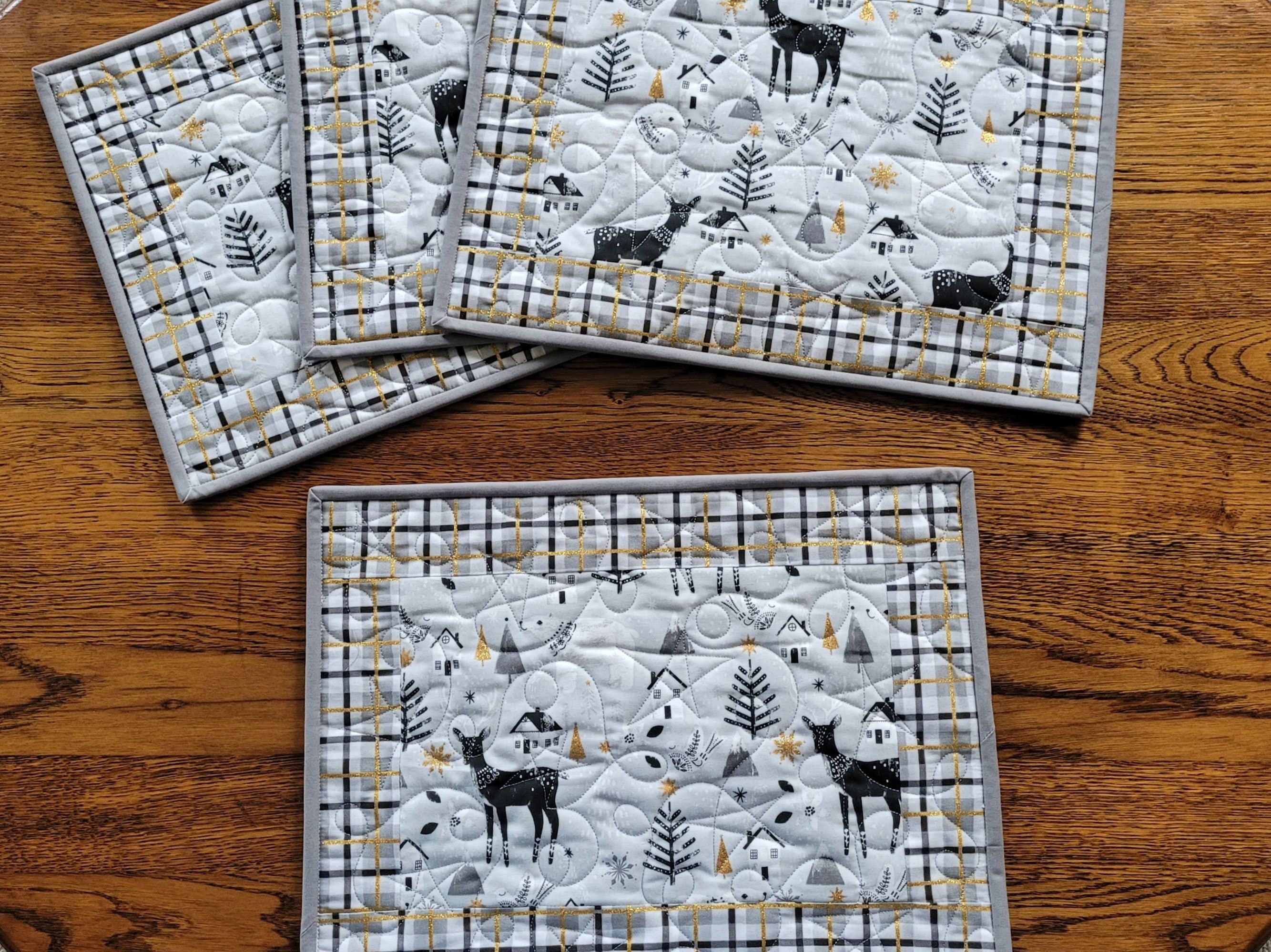 set of four winter placemats
