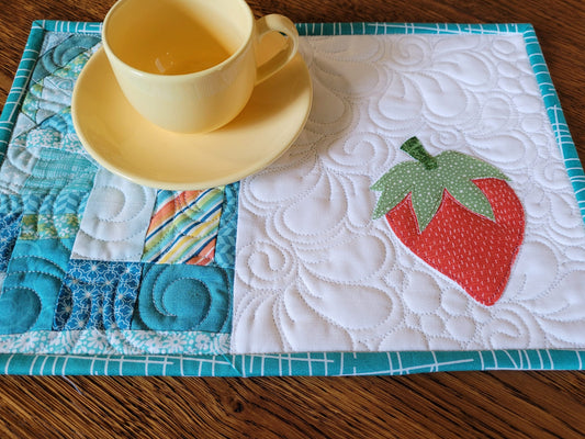 strawberry coaster mini quilt