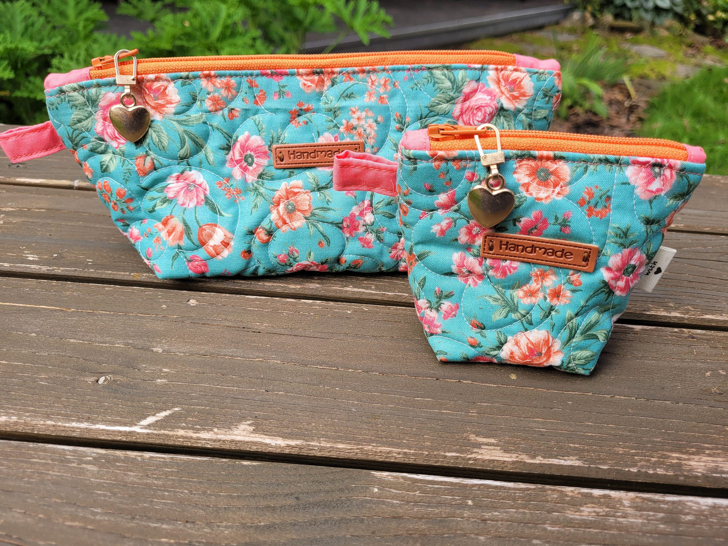 set of two floral pouches