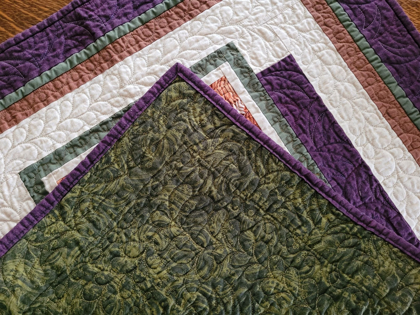 showing backing of quilt