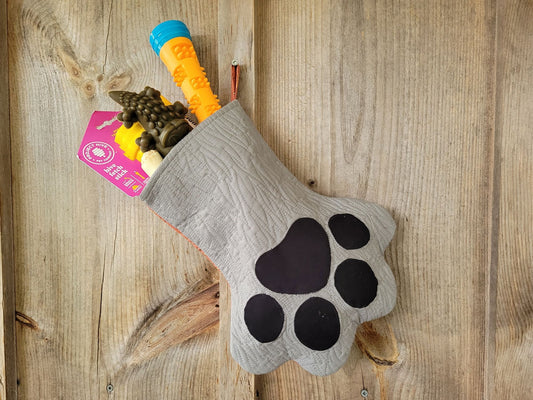 Pet Stocking for Christmas, Quilted Paw Stocking