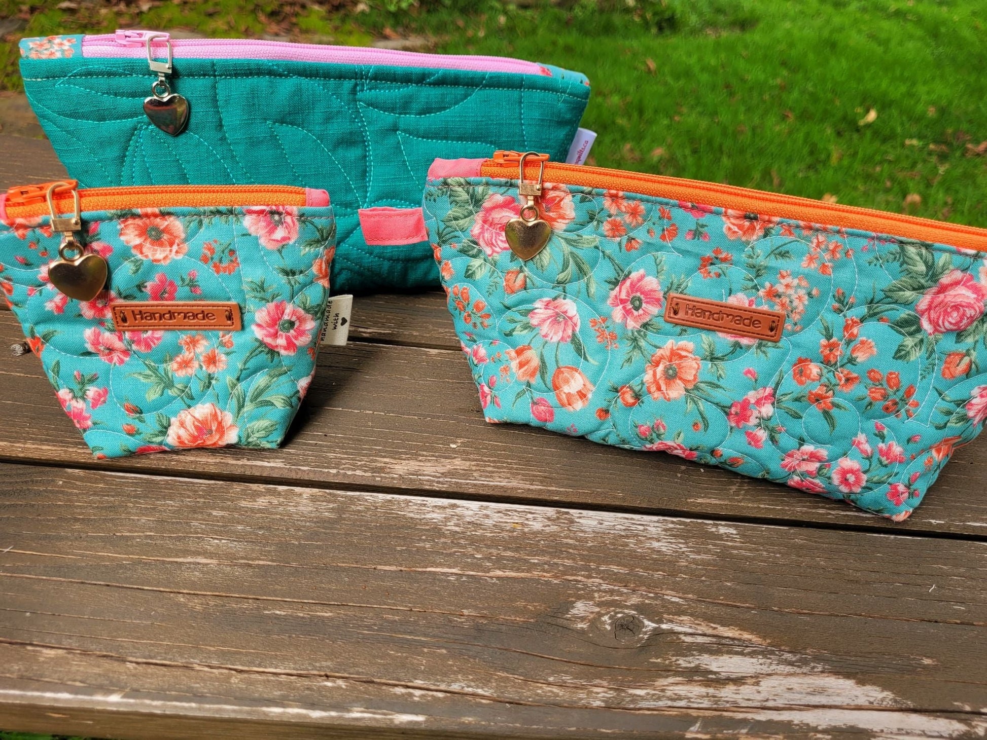 quilted zipper pouches