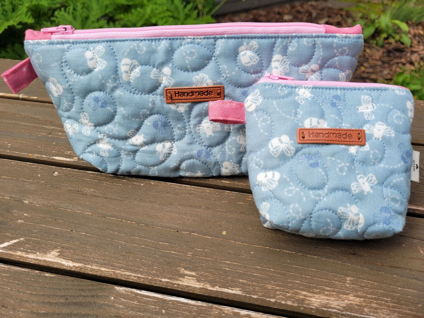quilted zipper pouches with bees
