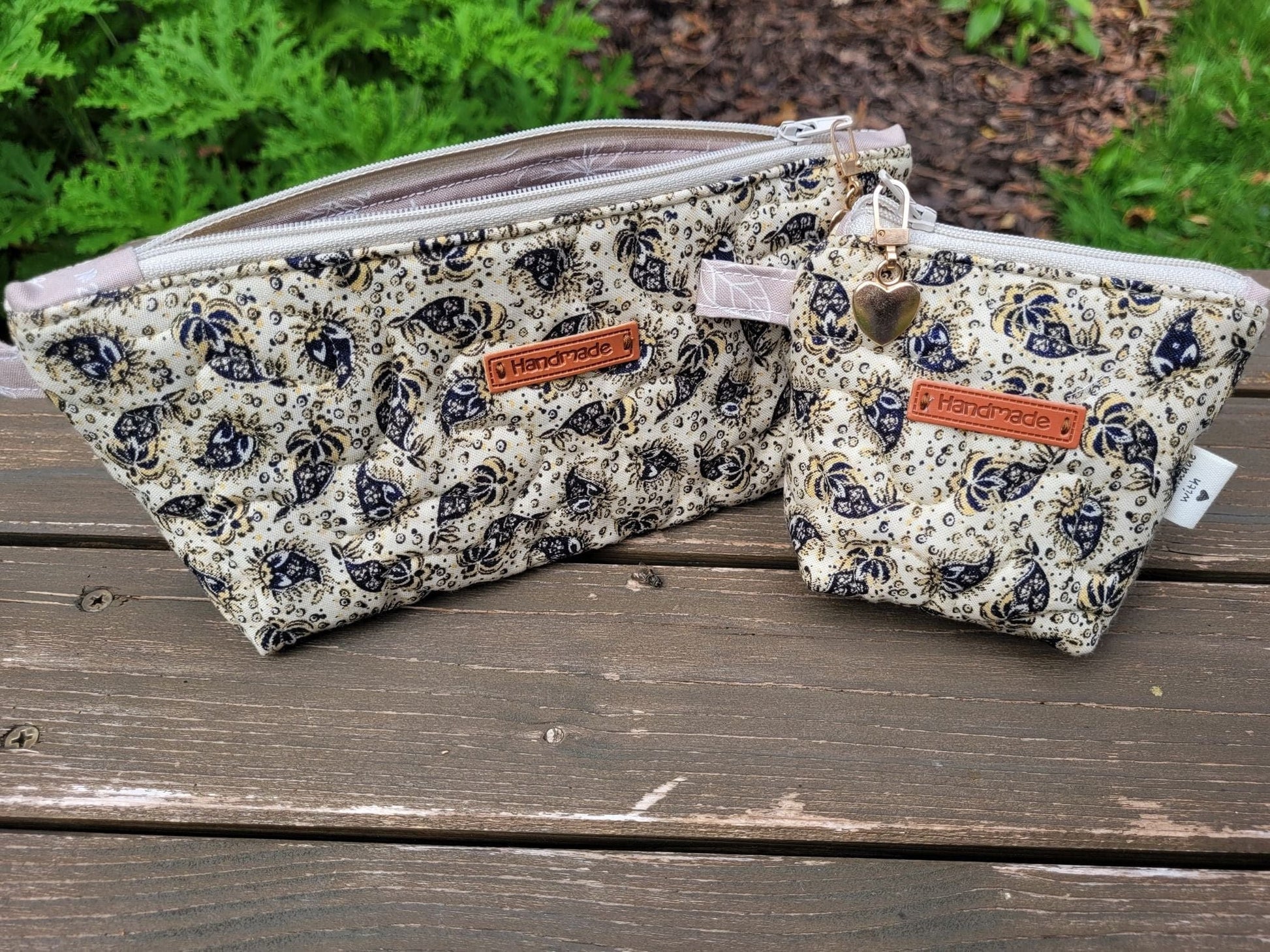 quilted zipper pouch set