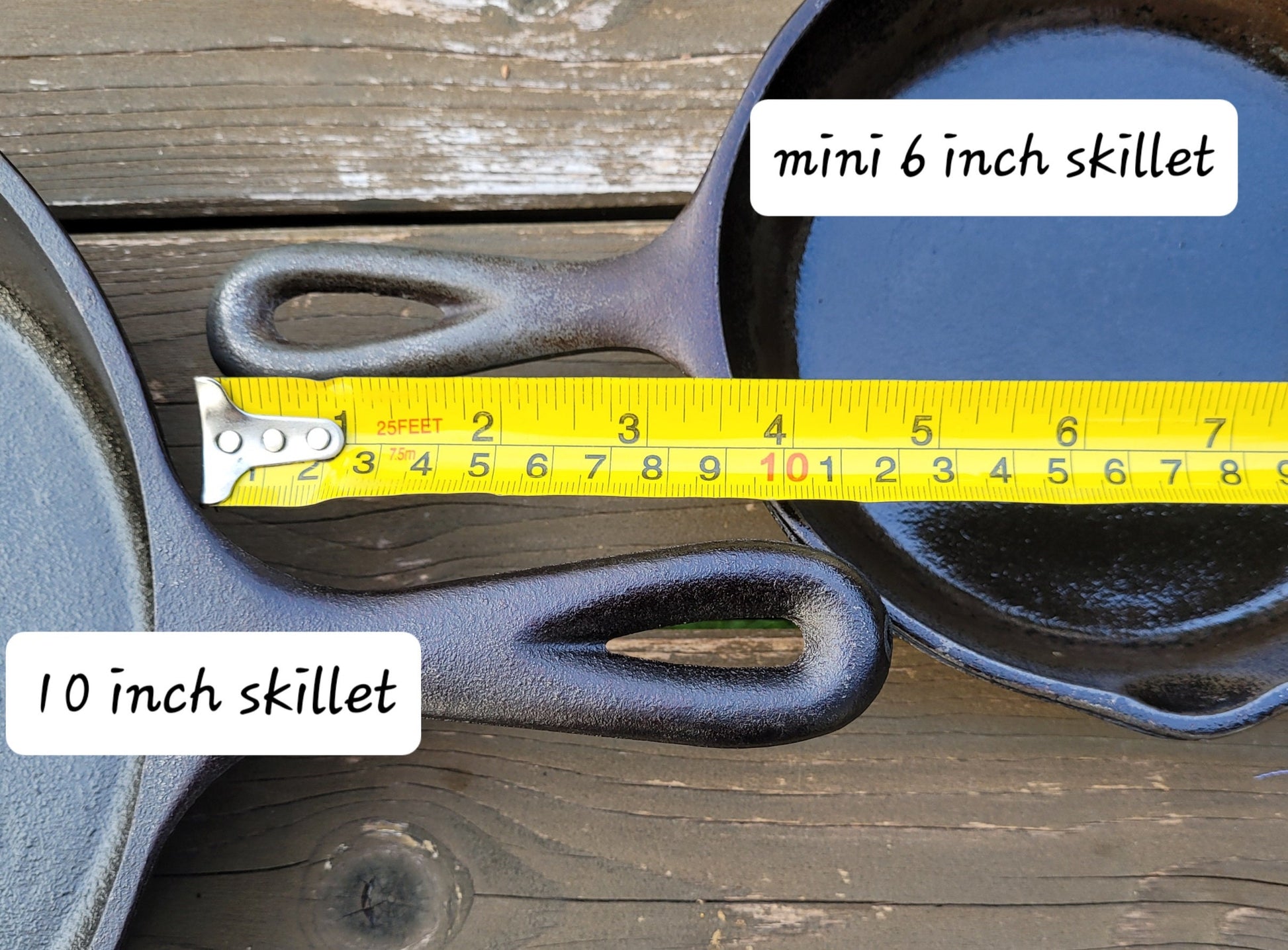 cast iron skillet handle measurements