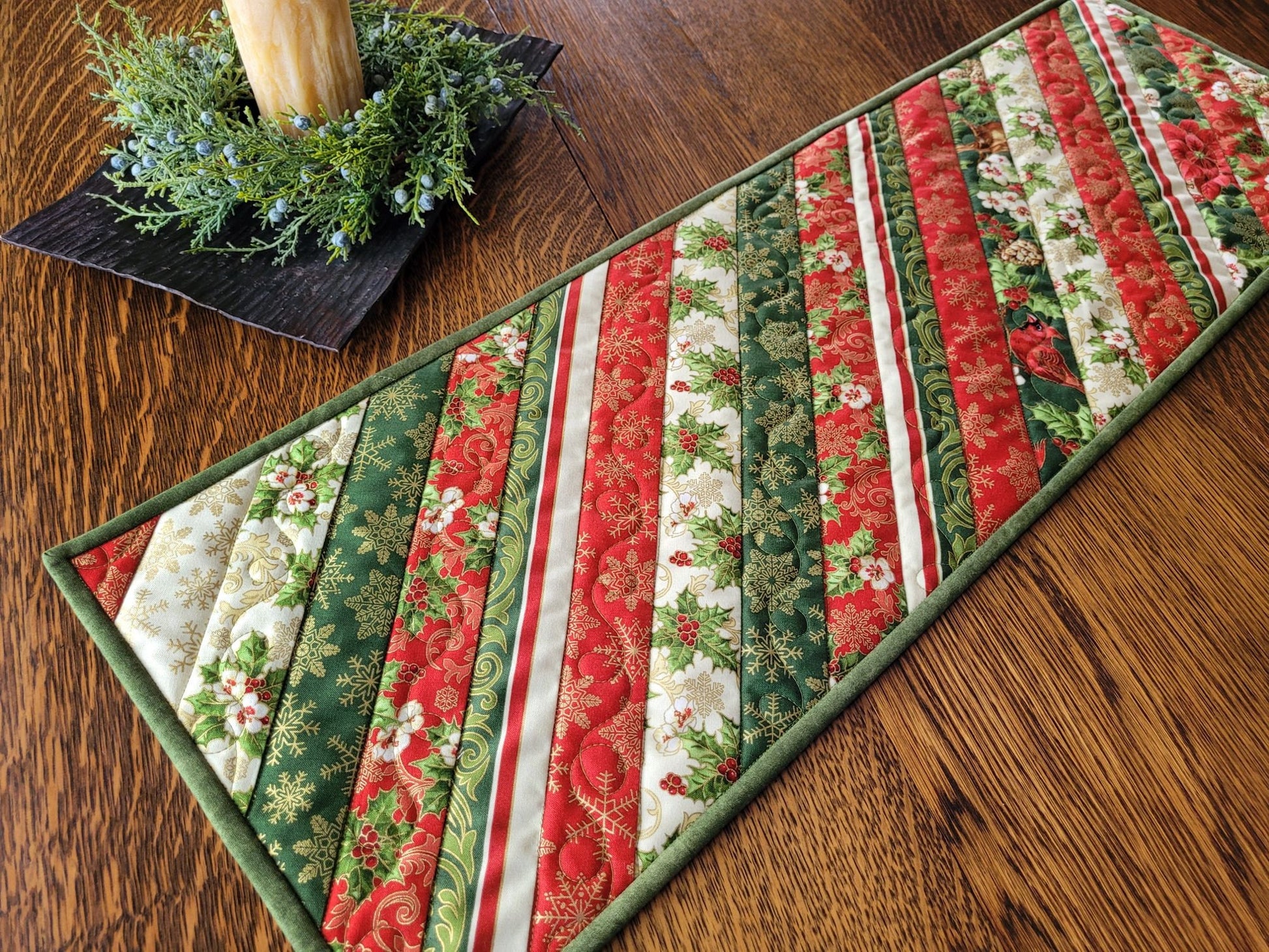 christmas striped table runner