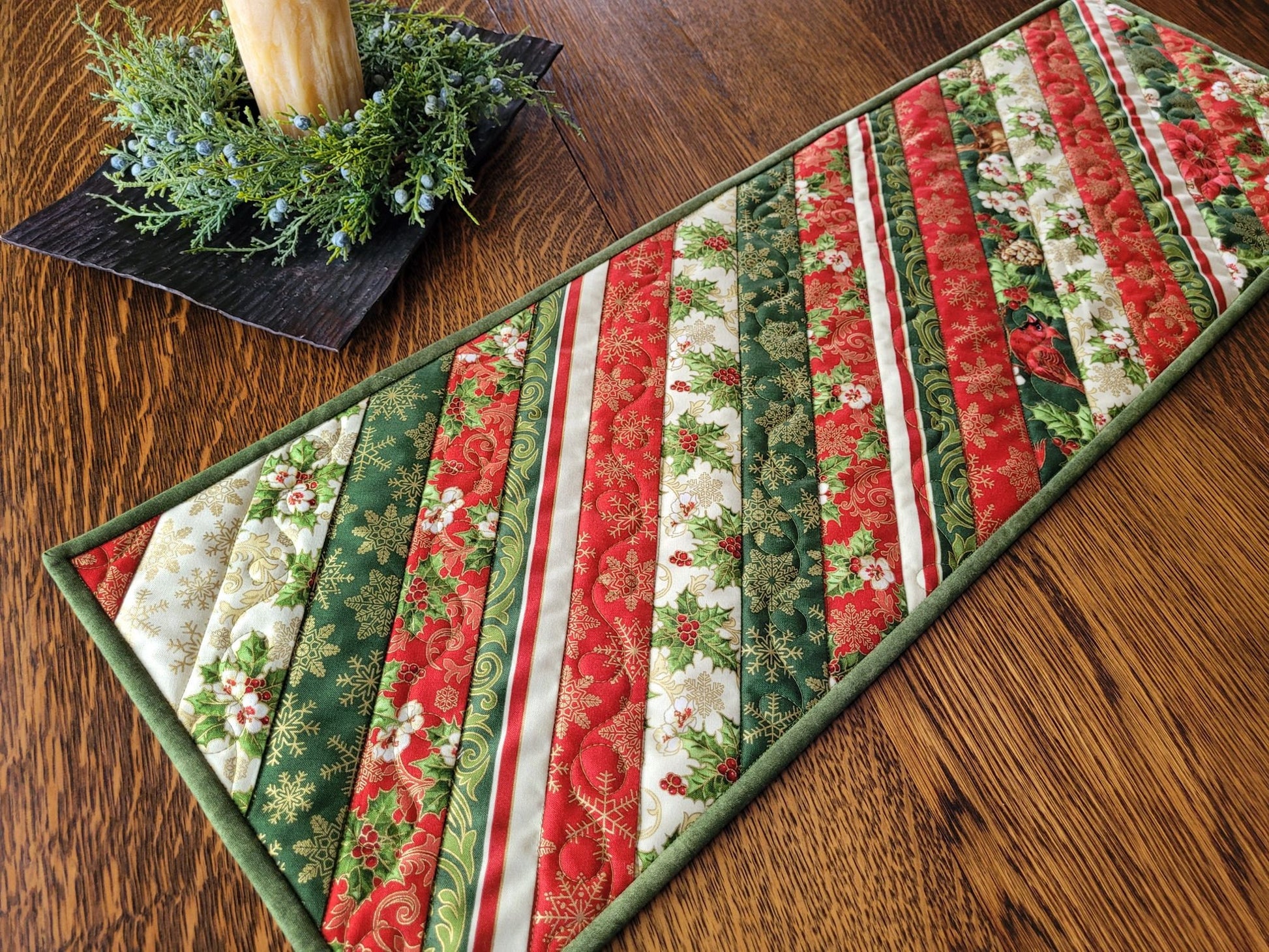 striped holiday table runner