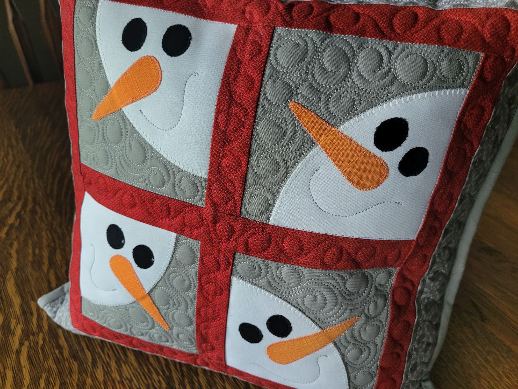 Quilted Snowman Pillow