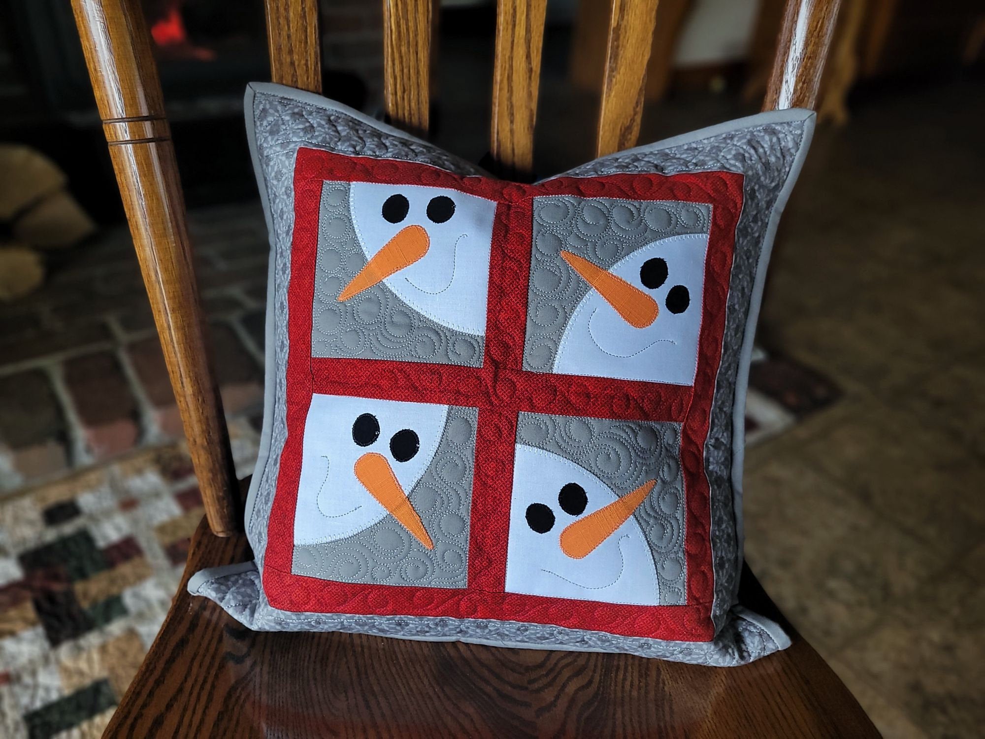 Quilted Snowman Pillow