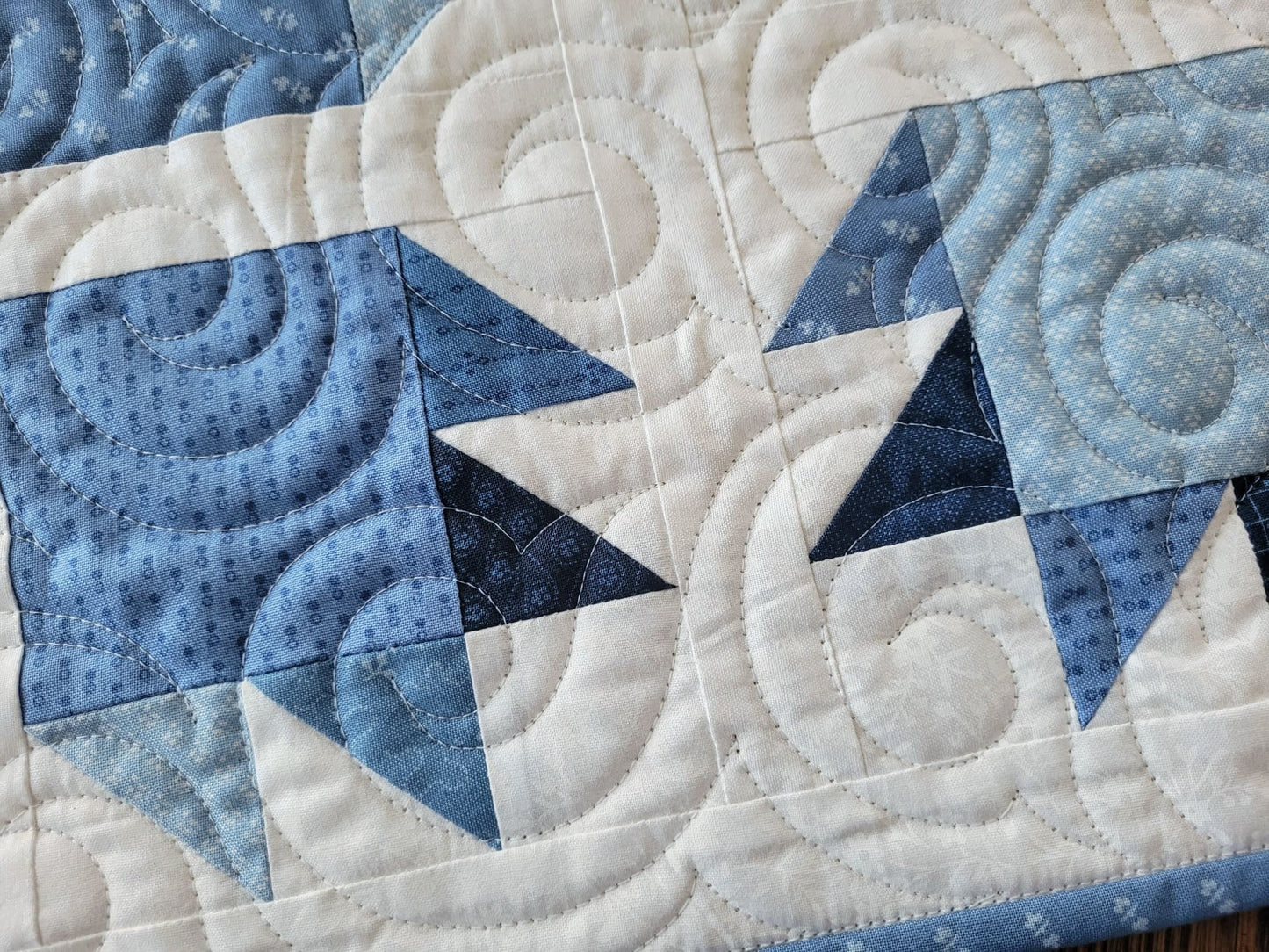 Blue Bear Paw Quilted Table Runner