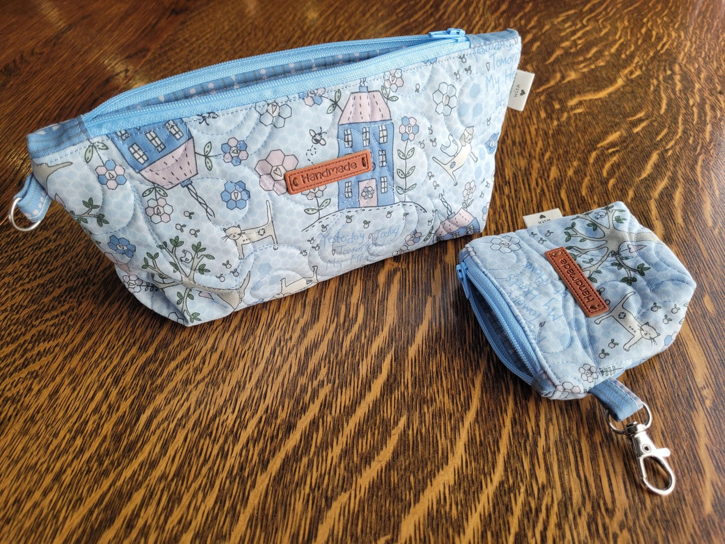 Quilted Cosmetic Bag Set | Zipper Pouch | Cute Travel Utility Bag | Gift for Her