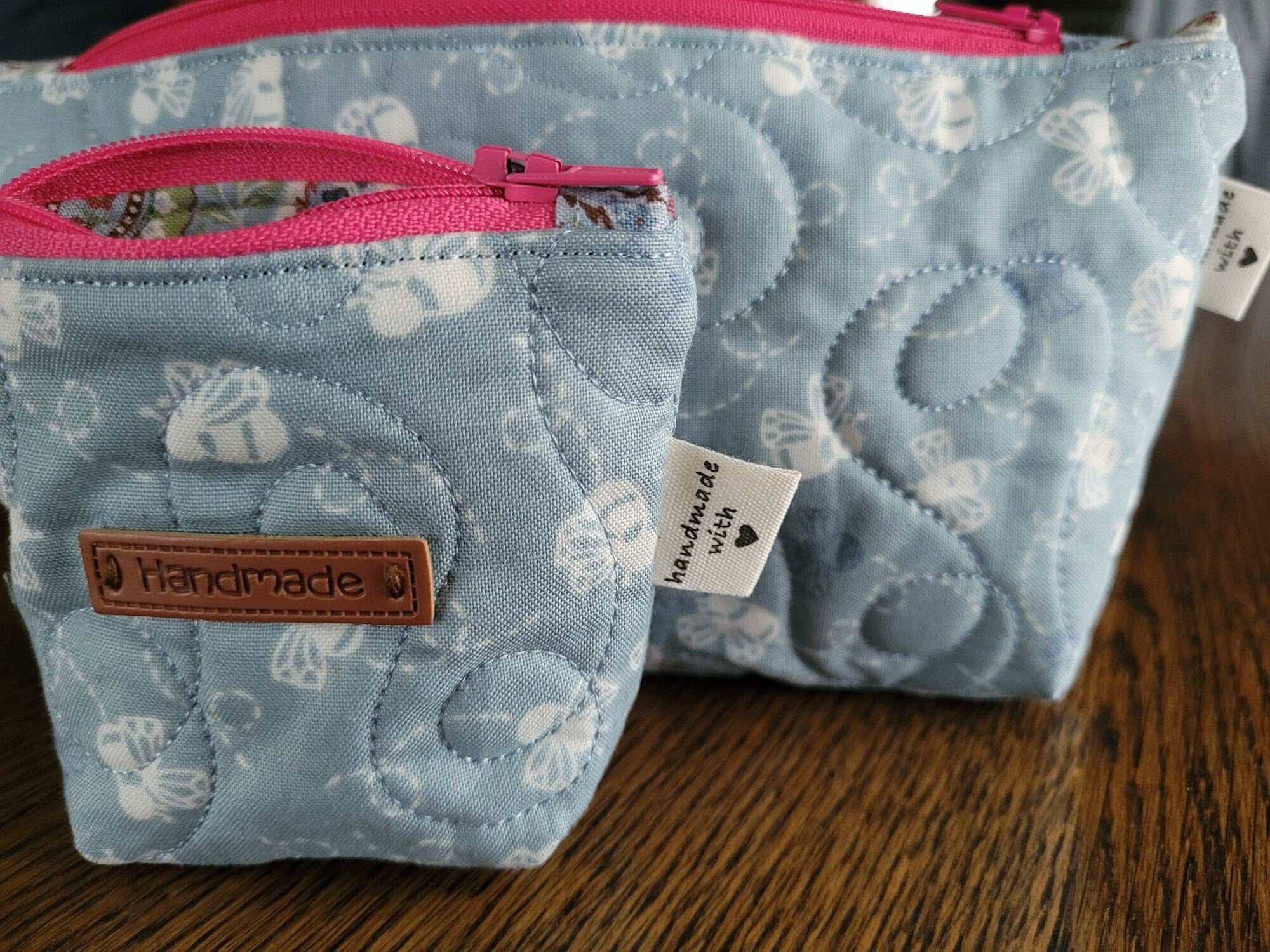 Quilted Cosmetic Bag Set | Cute Travel Toiletry Bag | Small Bee Zipper Pouch