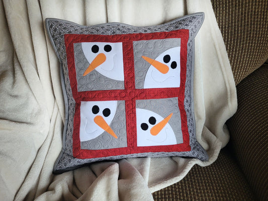 Quilted Snowman Pillow