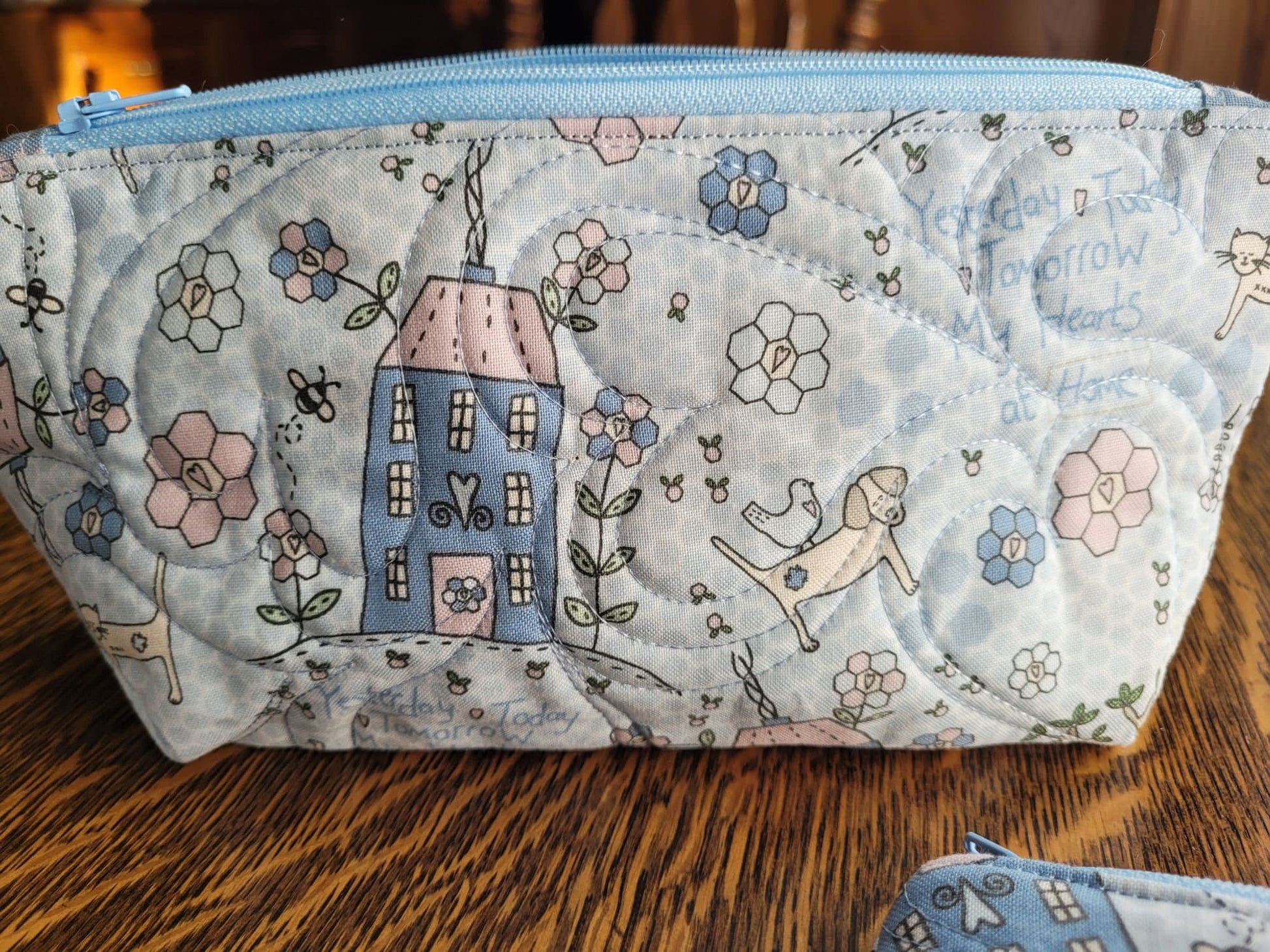 Quilted Cosmetic Bag Set | Zipper Pouch | Cute Travel Utility Bag | Gift for Her