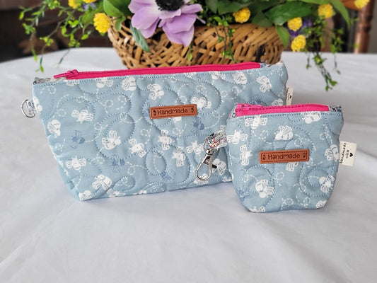 bee fabric quilted cosmetic bag set
