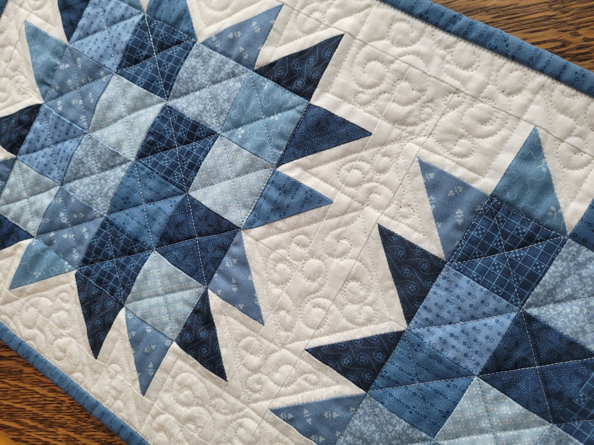 Quilted Table Runner in Bear Paw Patchwork