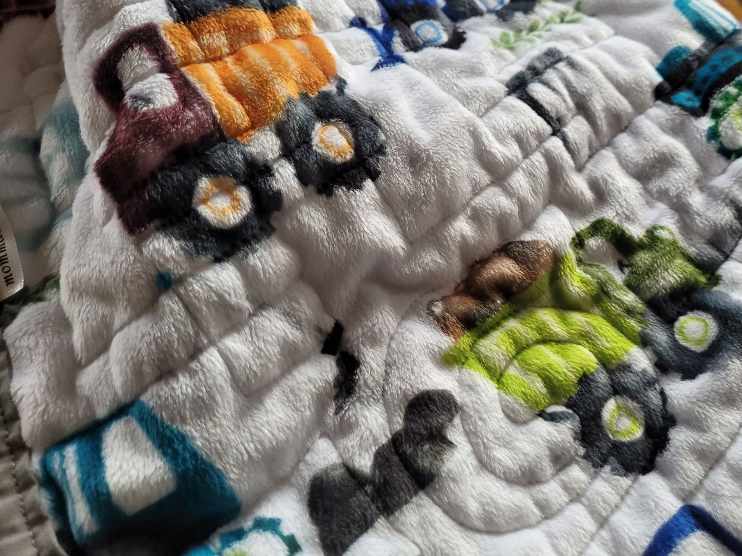 Soft Baby Boy Quilted Blanket with Construction Machines