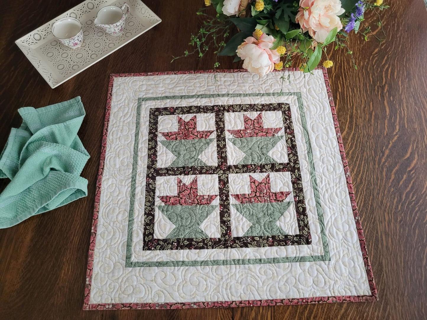 spring basket quilt for table or wall